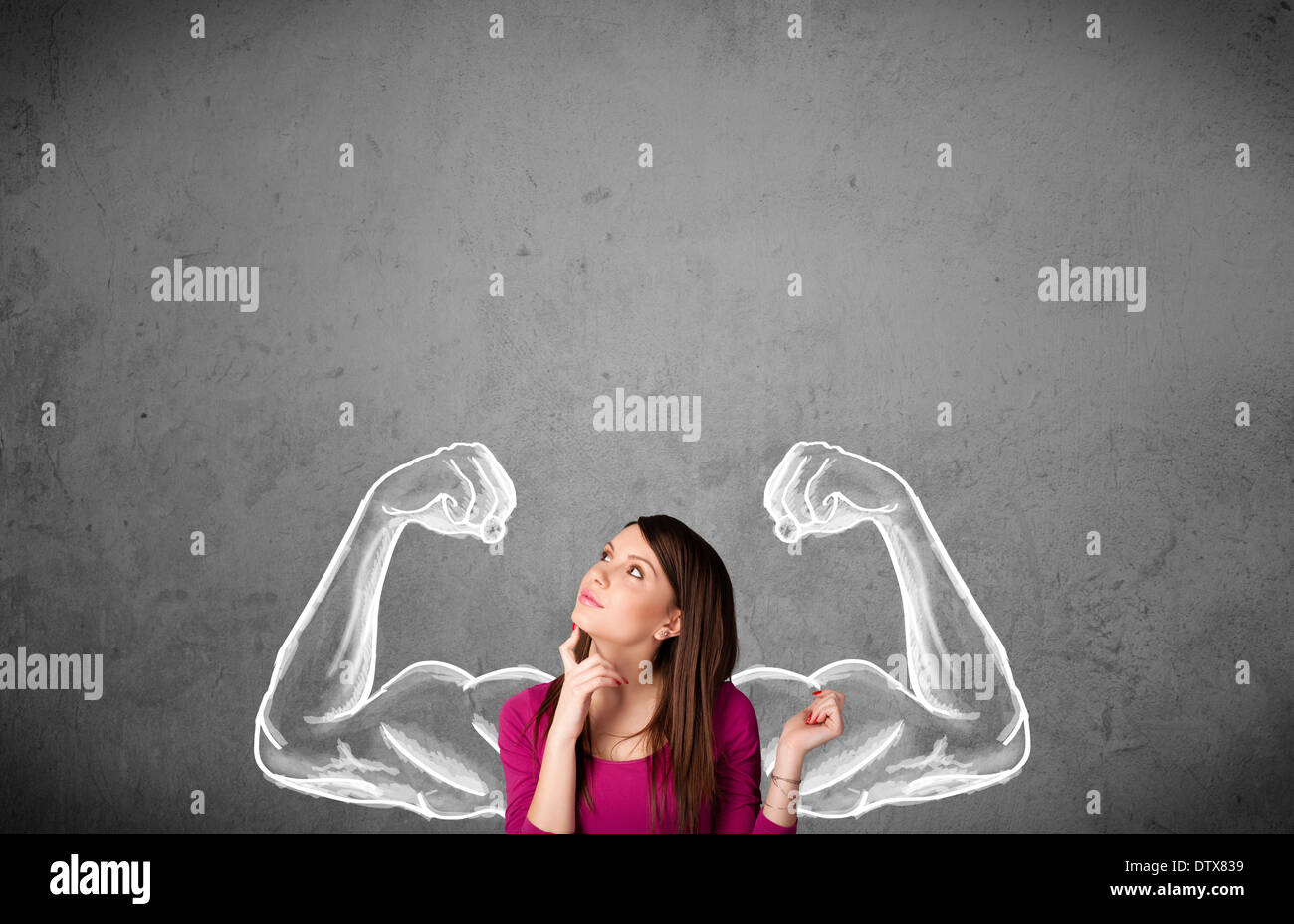 Young woman strong muscled arms hi-res stock photography and images - Alamy