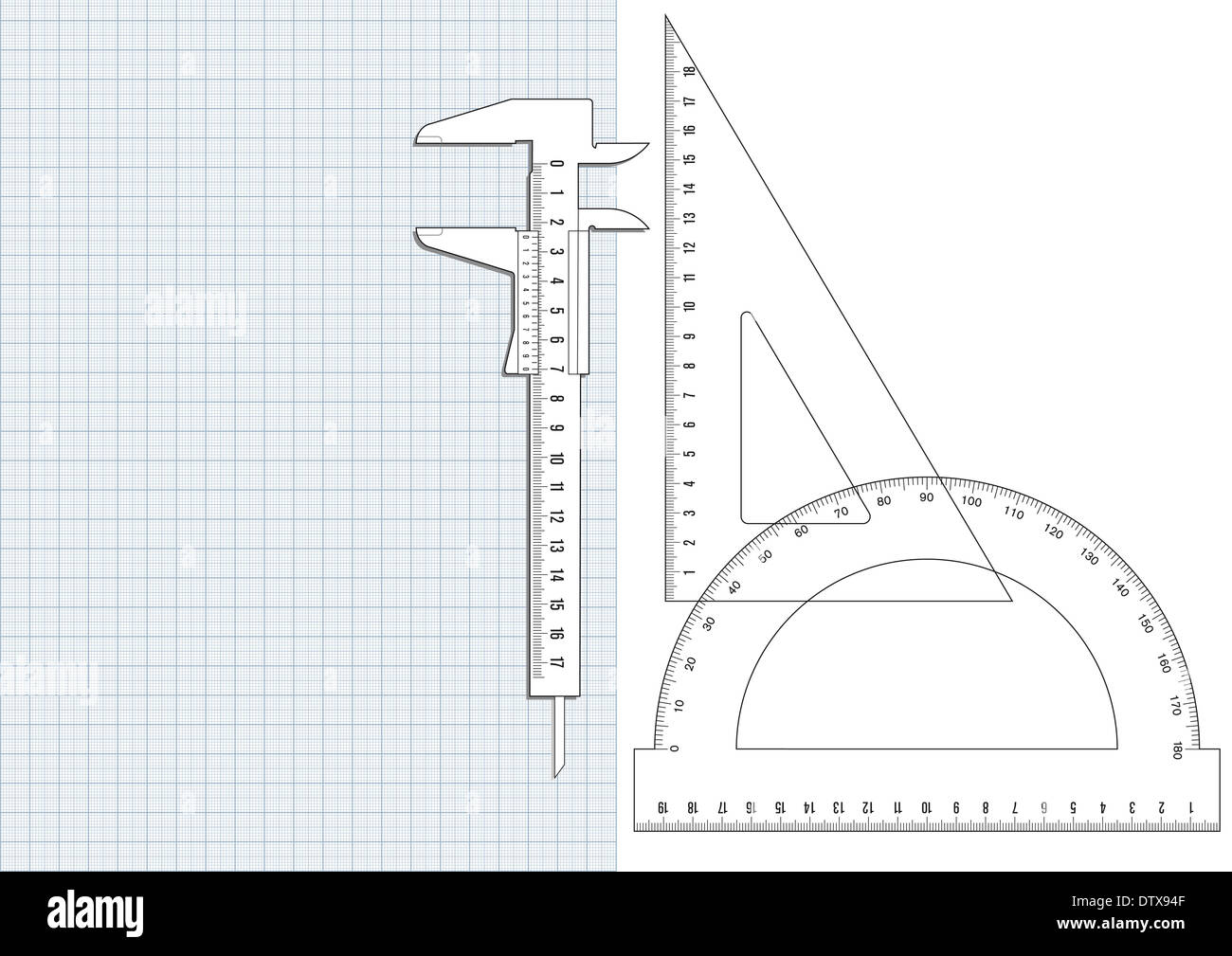 Graph paper and ruler Stock Photo Alamy