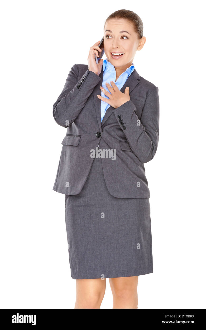 Businesswoman chatting on her mobile phone Stock Photo