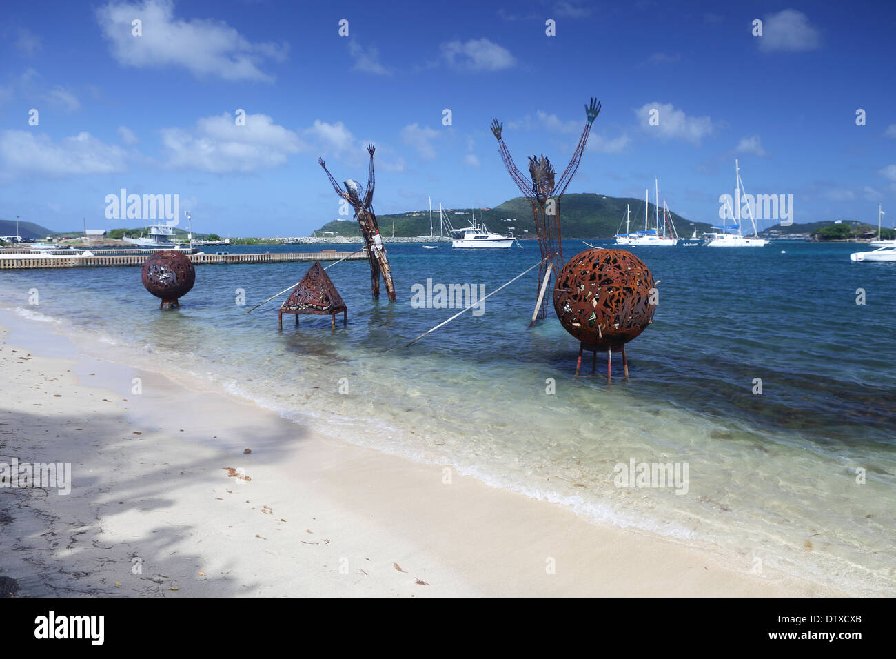 Metal sculptures and fire globes used at Full Moon parties. Trellis Bay