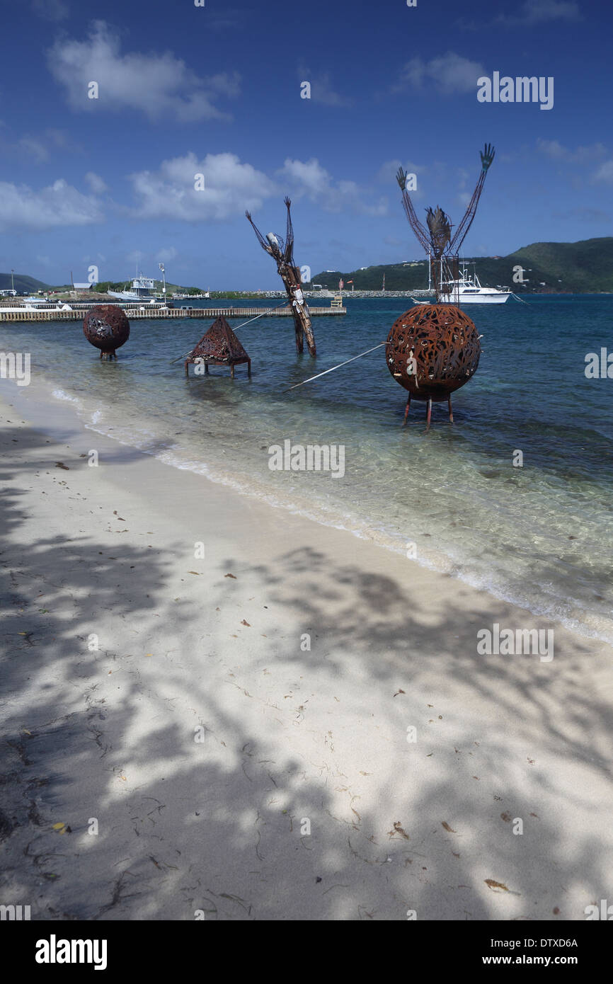 Metal sculptures and fire globes used at Full Moon parties. Trellis Bay