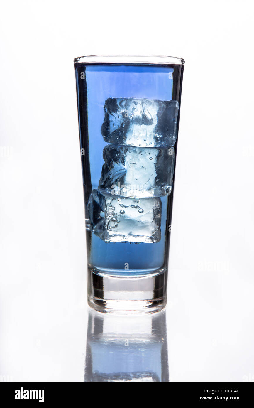 Glass of water with three ice cubes Stock Photo - Alamy