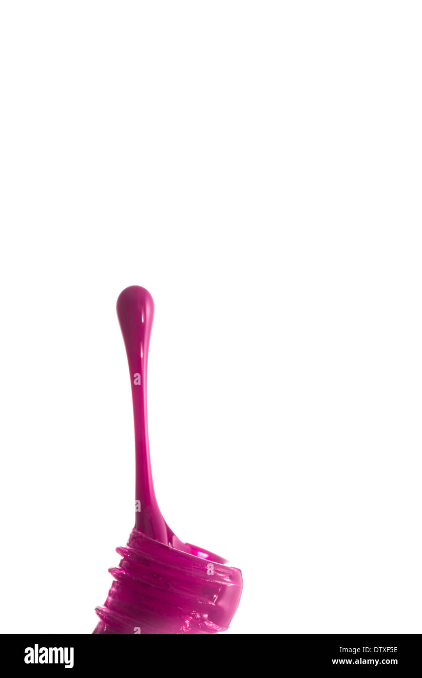 Spilled pink nail polish Stock Photo