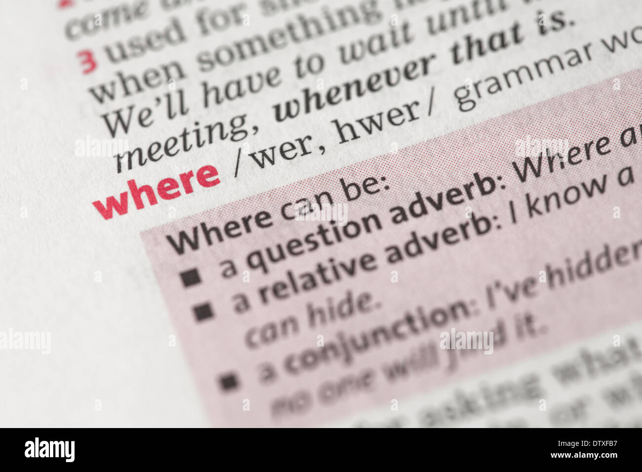  Definition of where Stock Photo - Alamy