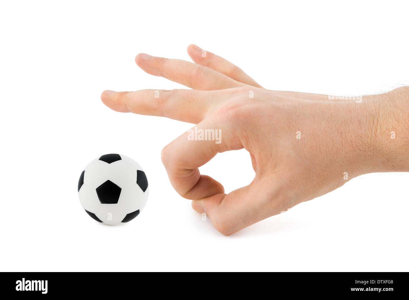 Hand and soccer ball Stock Photo - Alamy
