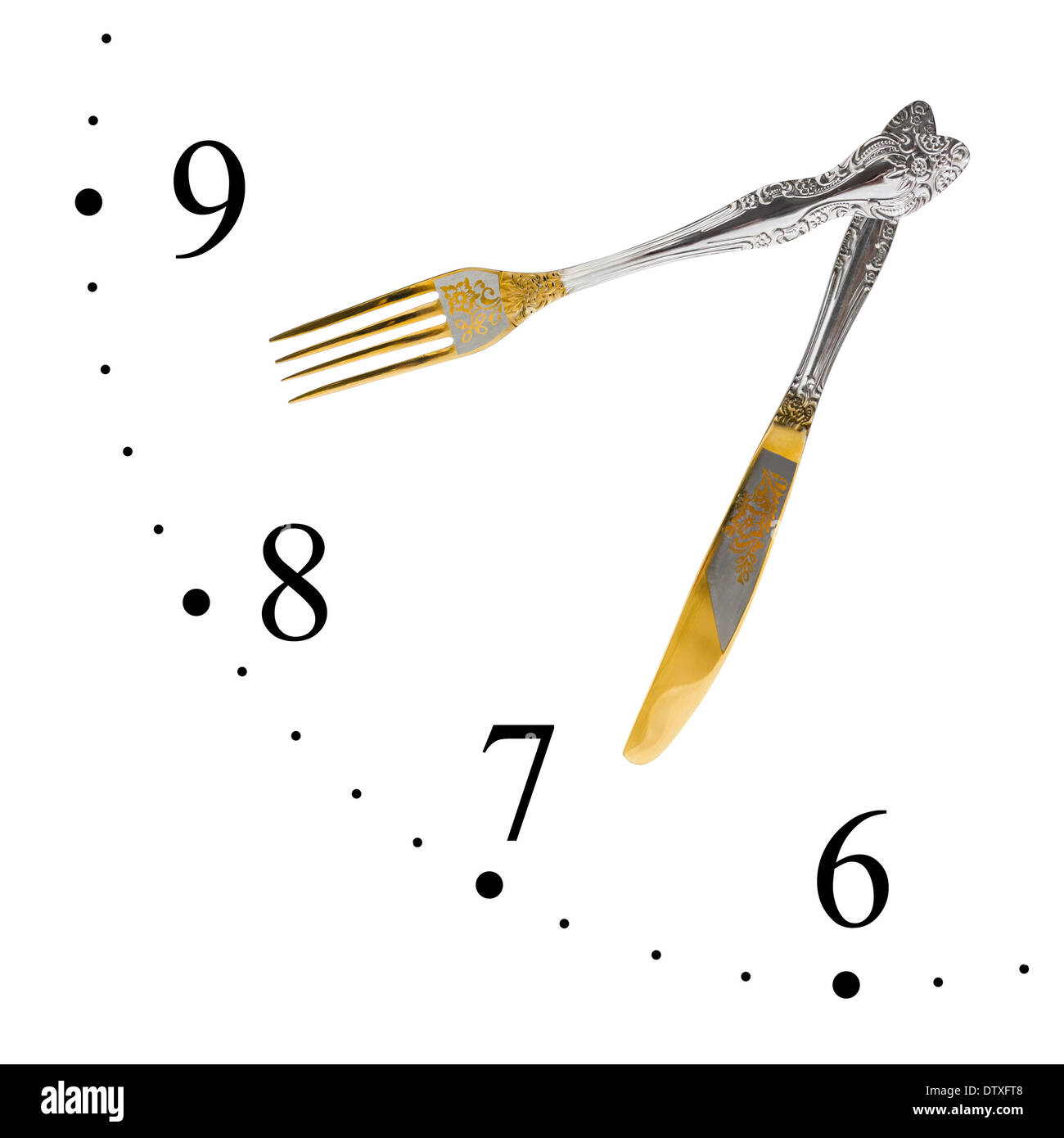 Clock made of fork and knife Stock Photo