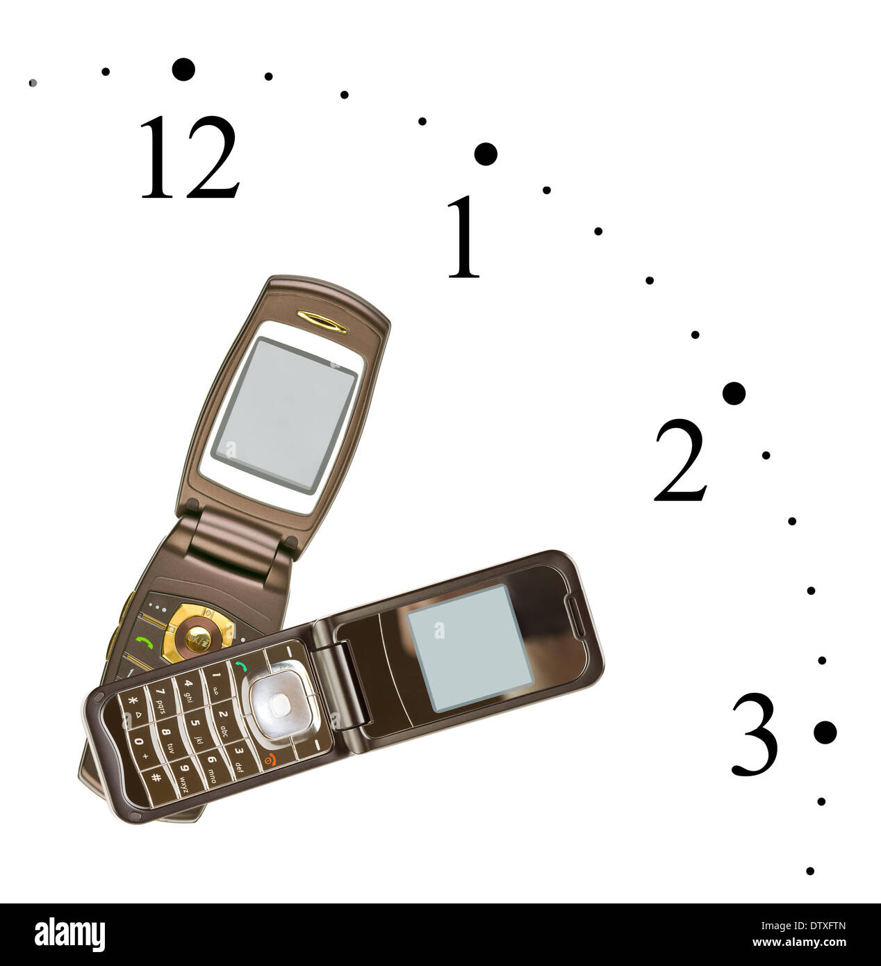 Clock made of mobile phones Stock Photo Alamy
