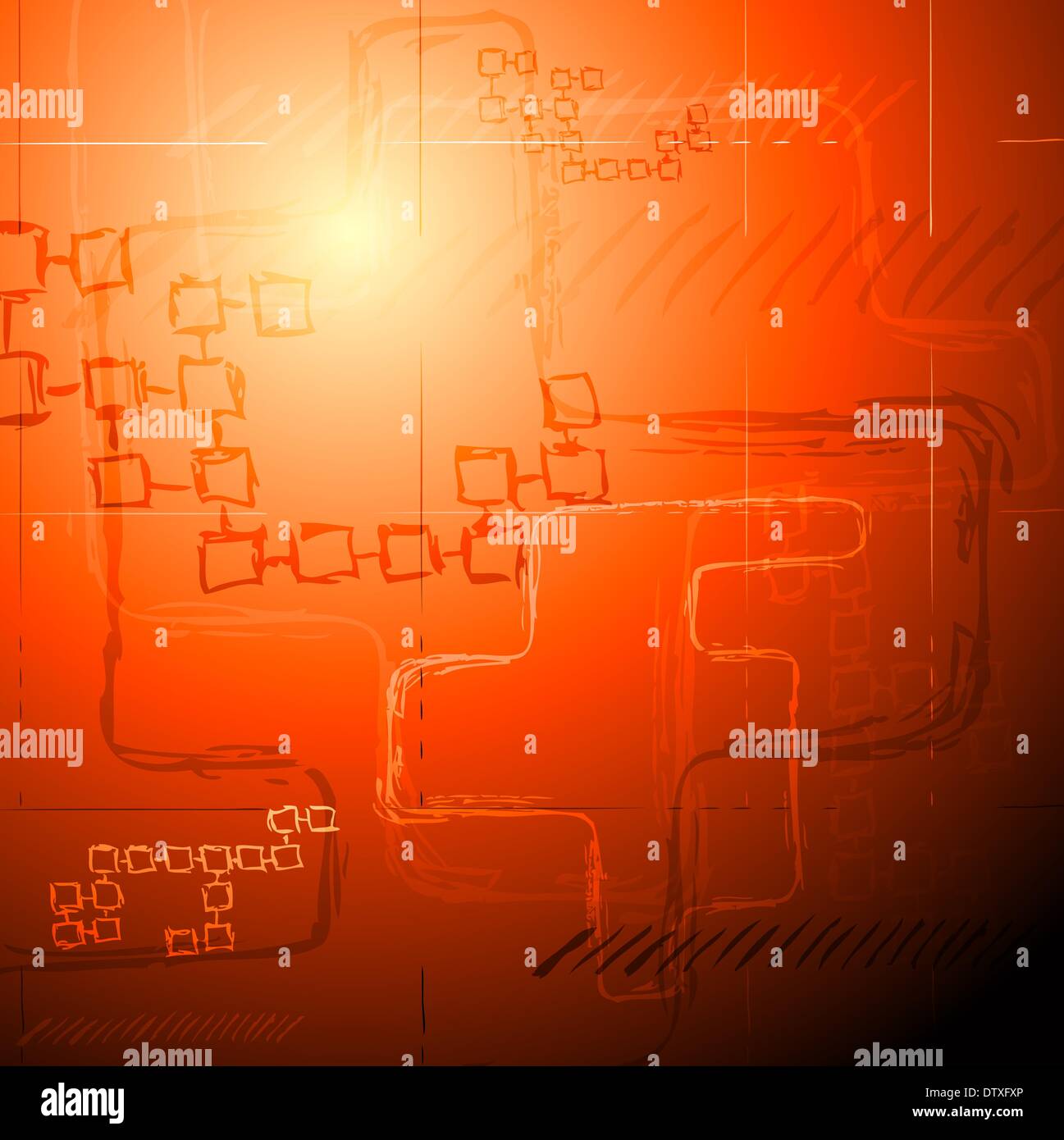 Concept orange technical drawing Stock Photo