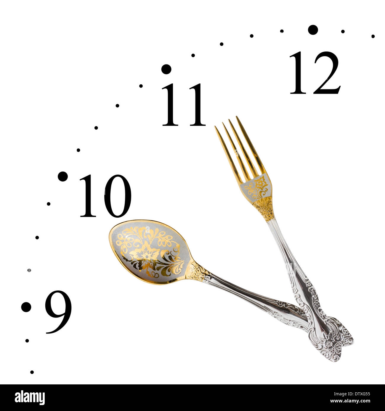 Clock made of spoon and fork Stock Photo Alamy