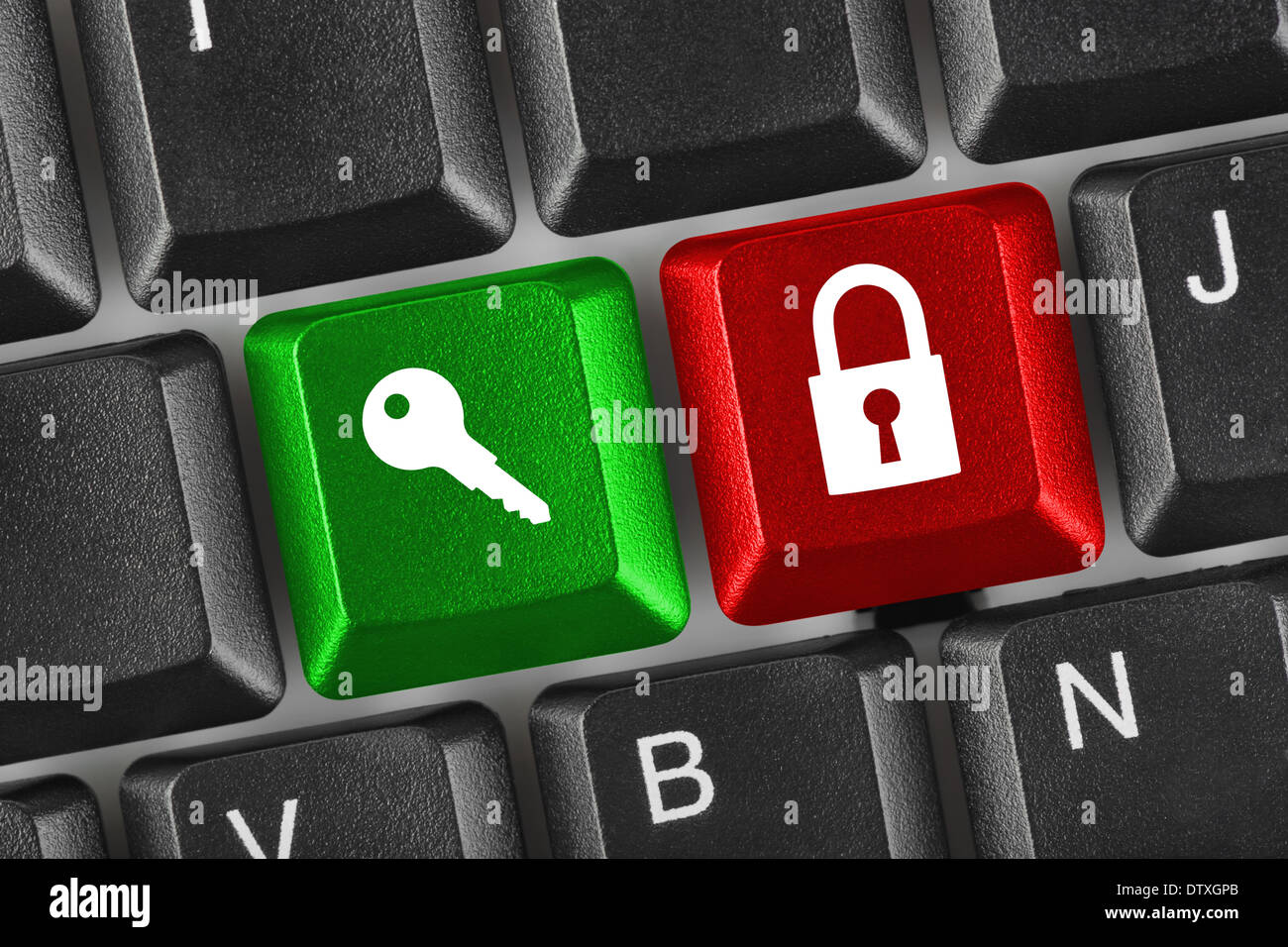 Computer keyboard with two security keys Stock Photo