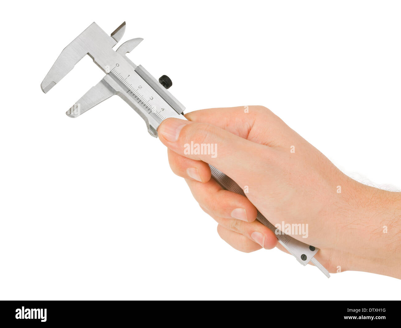 Hand with caliper Stock Photo Alamy