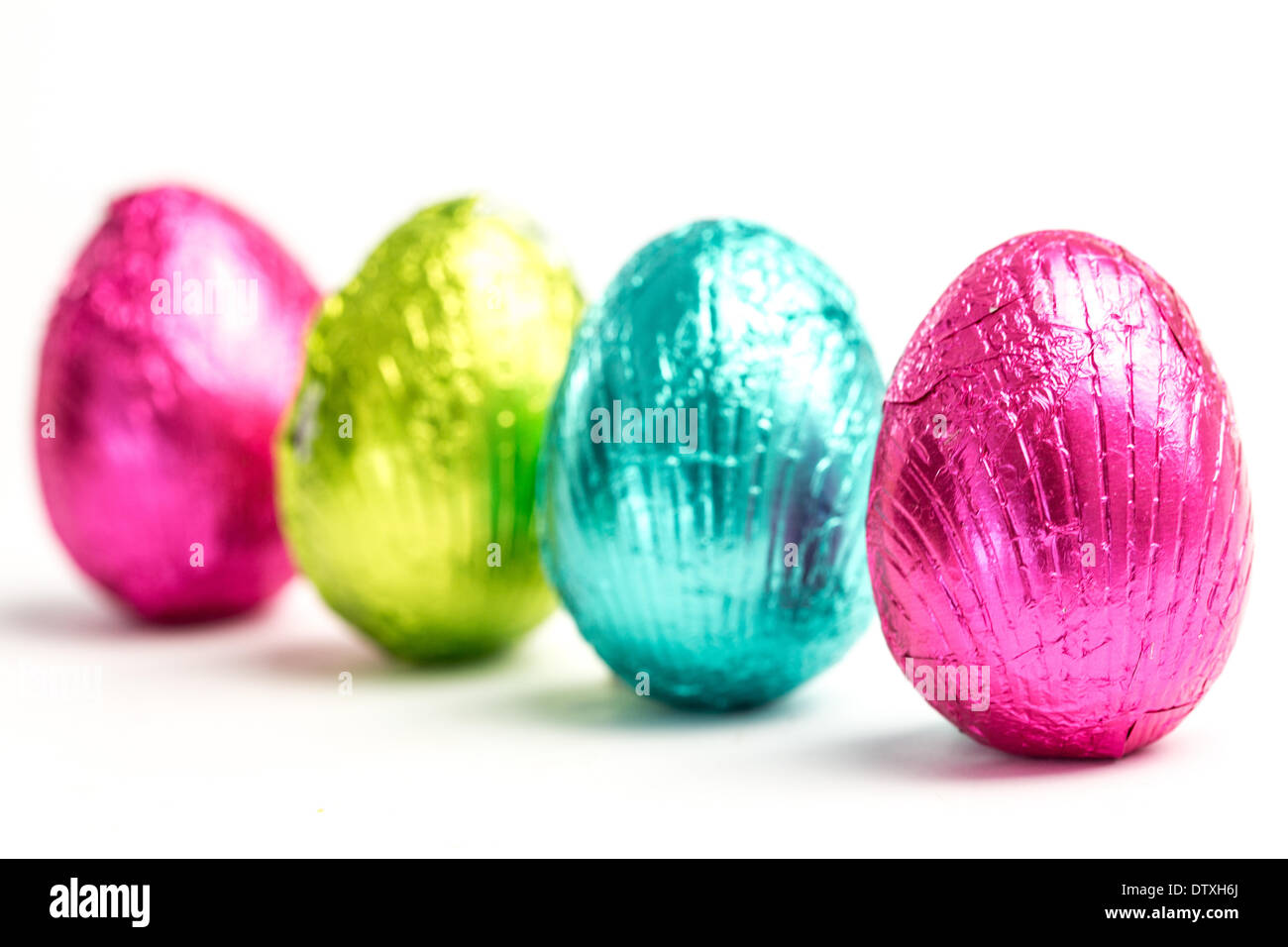 Four easter eggs in a row Stock Photo