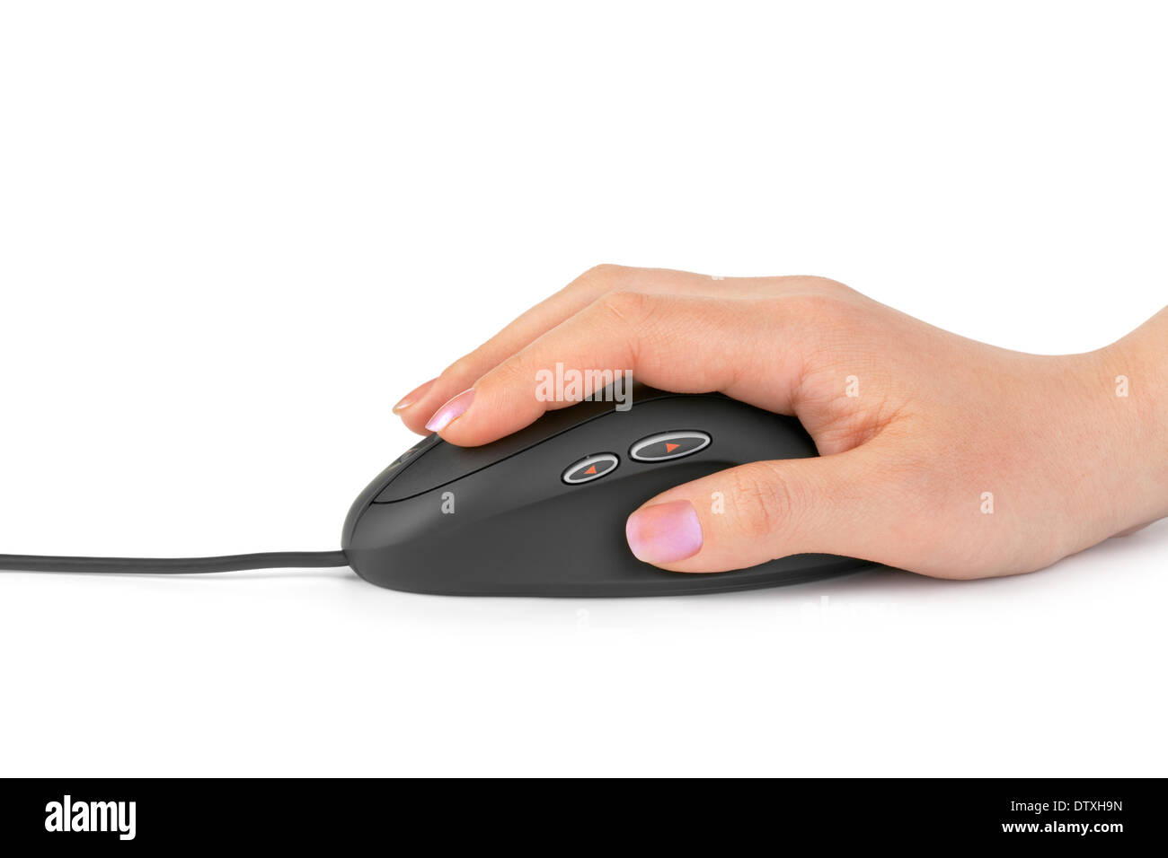 Hand and computer mouse Stock Photo