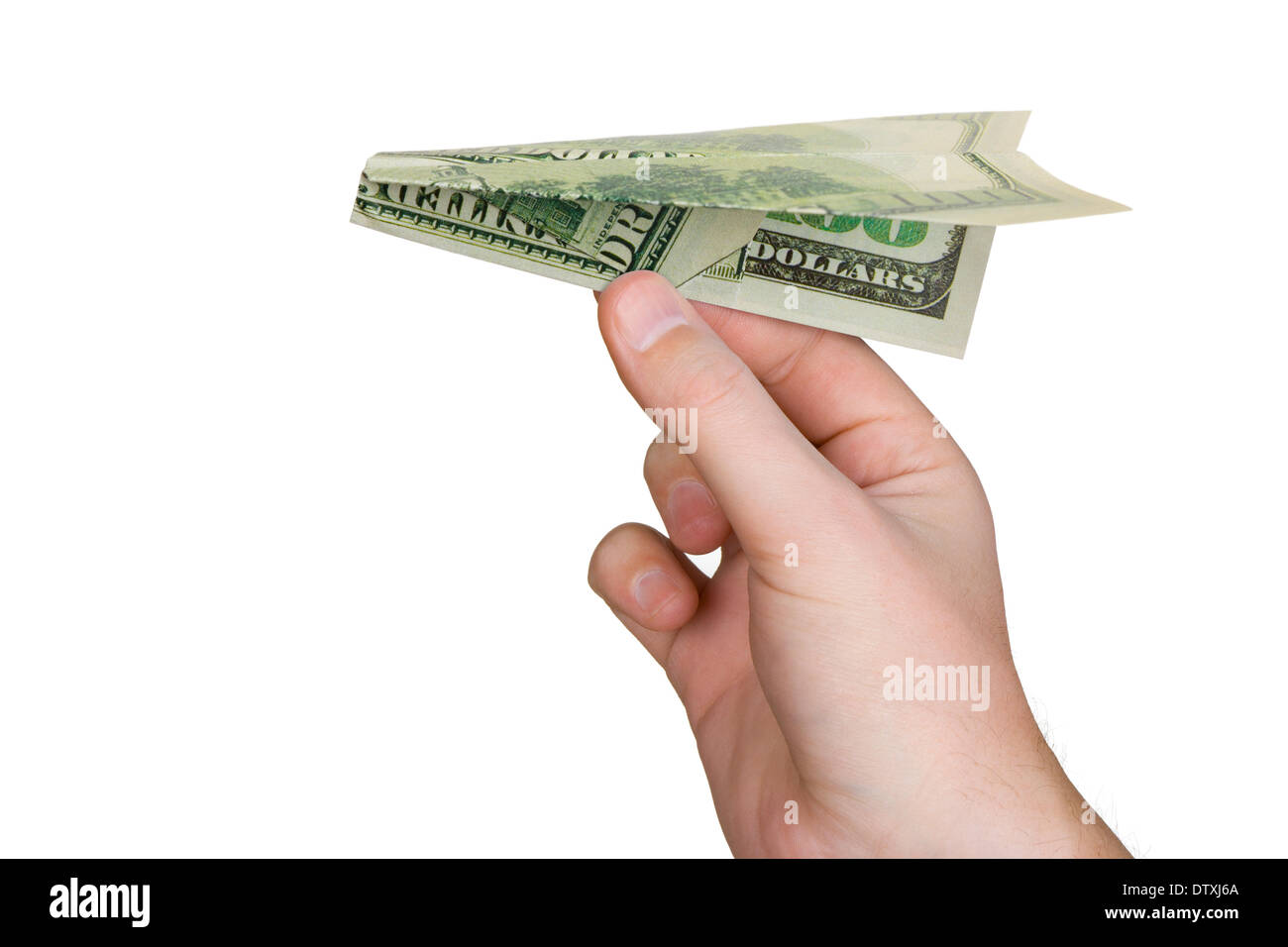 Hand and money plane Stock Photo Alamy