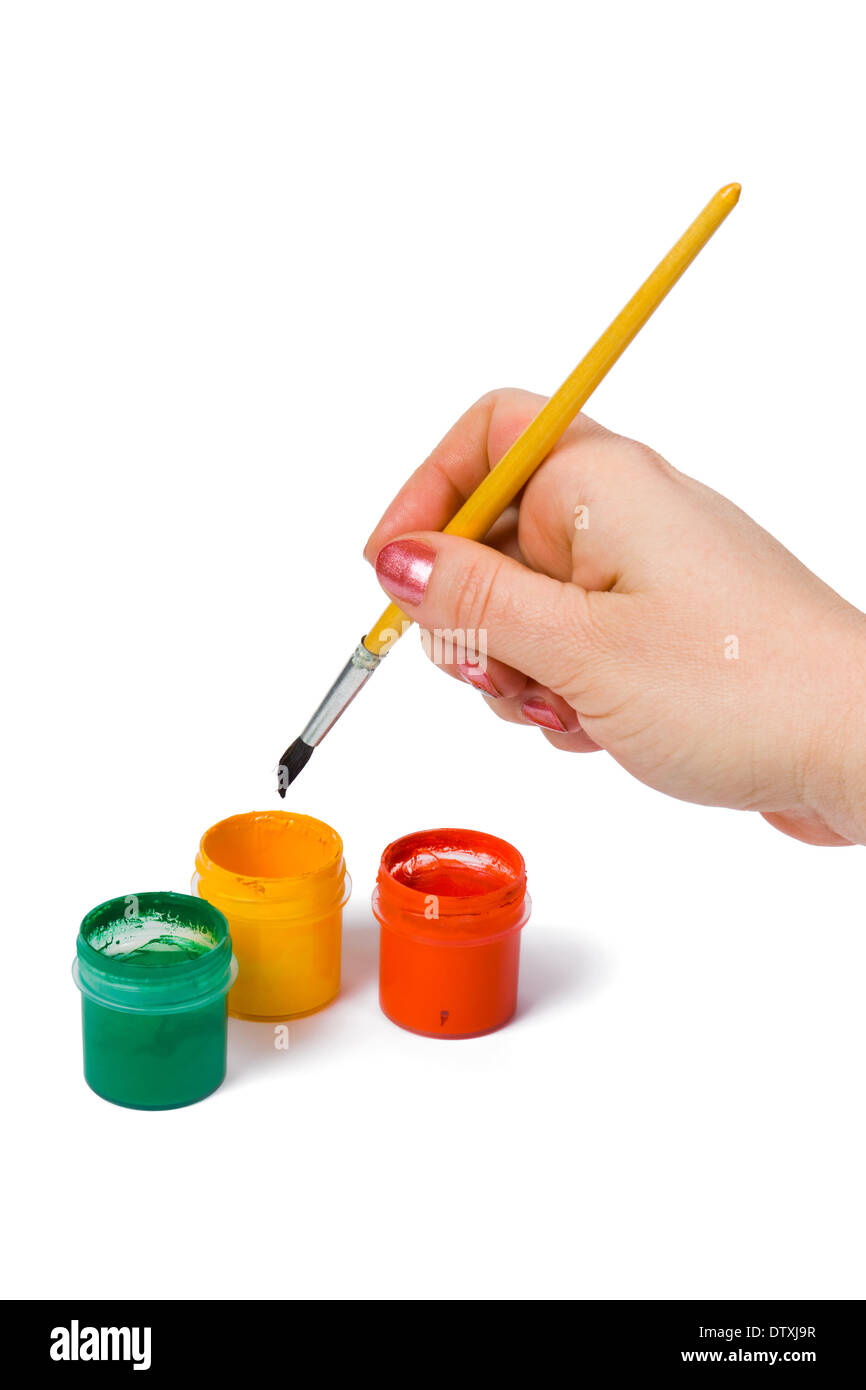 Hand with paintbrush Stock Photo