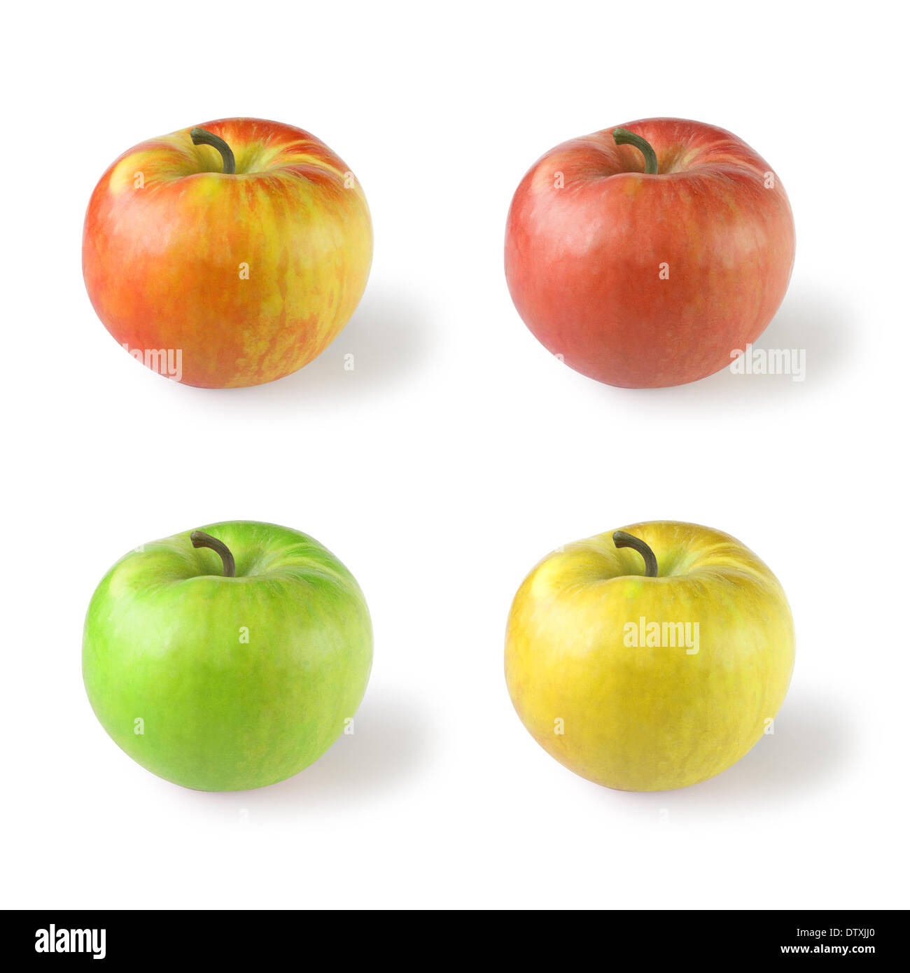 Four apples (variations of color) Stock Photo