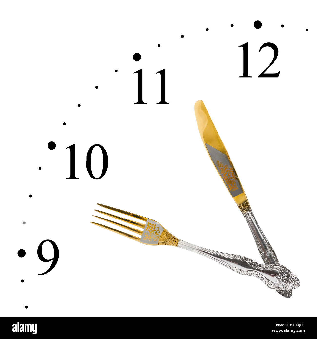 Clock made of fork and knife Stock Photo