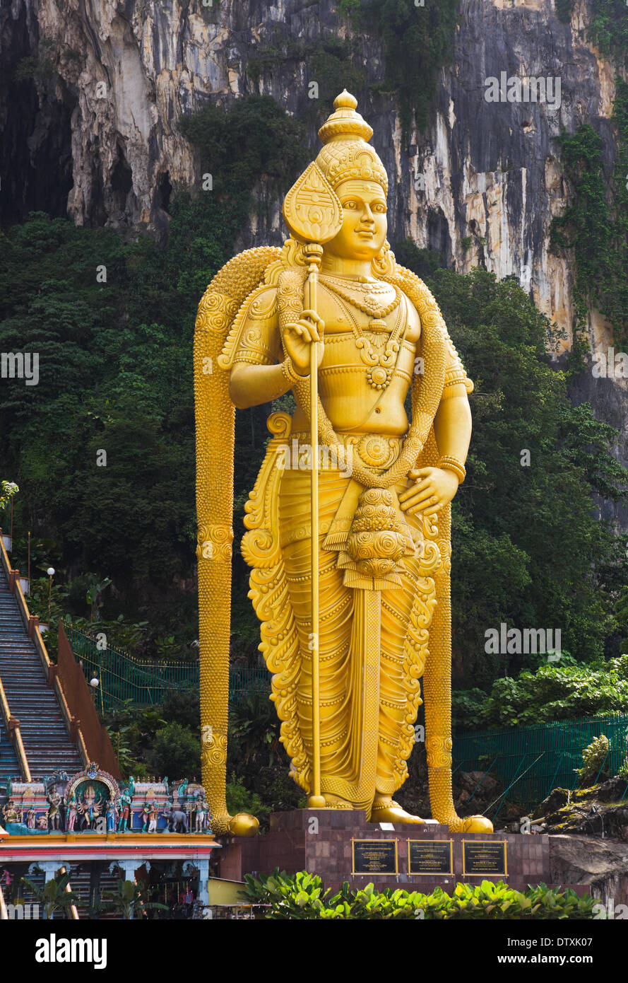 Statue of hindu god Muragan at Batu caves Stock Photo