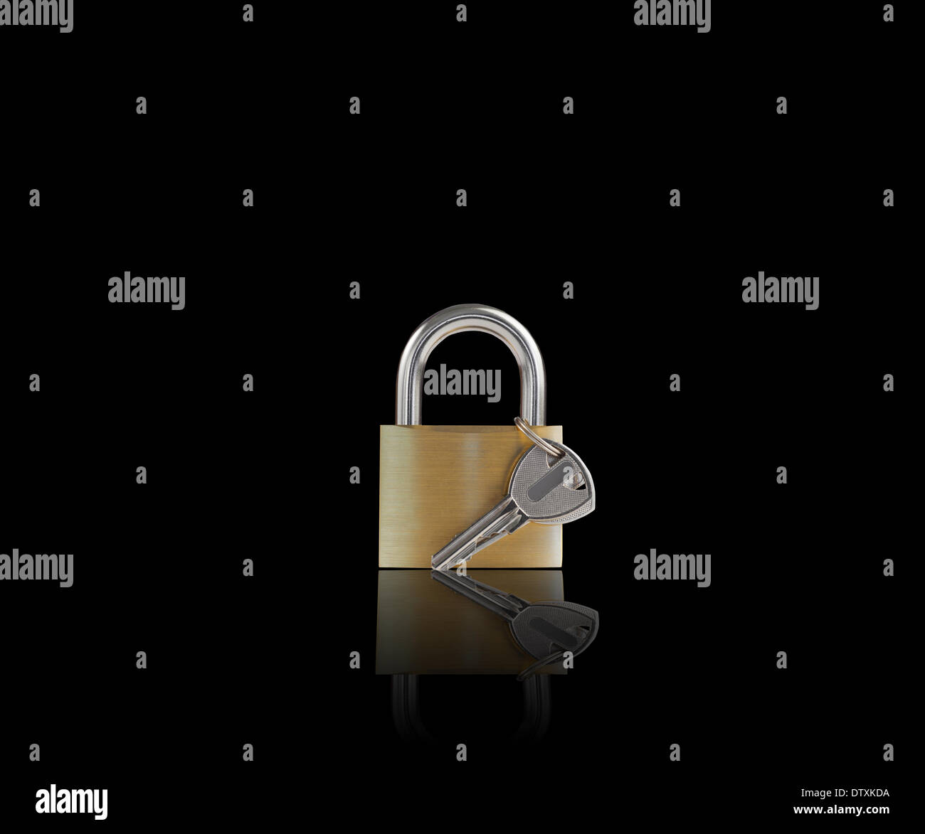 Locked padlock with key Stock Photo Alamy