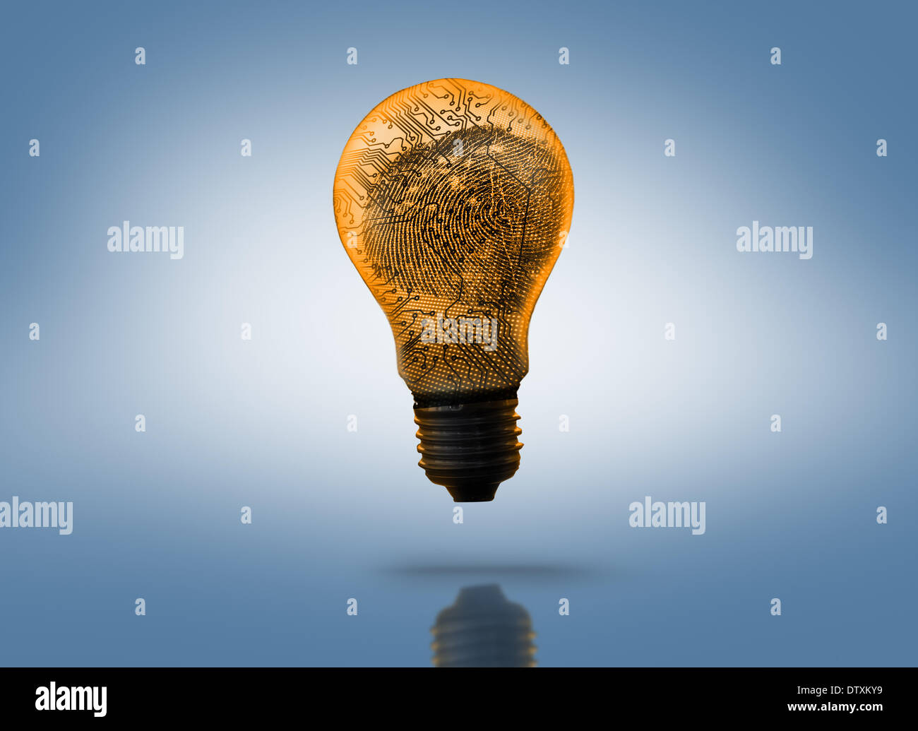 Orange circuit board light bulb Stock Photo Alamy