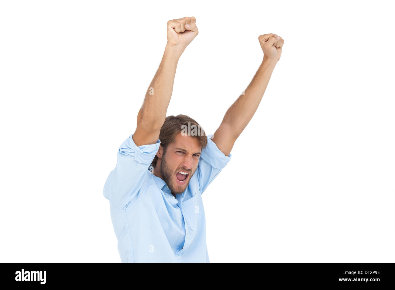 Casual man arms up Cut Out Stock Images & Pictures Alamy