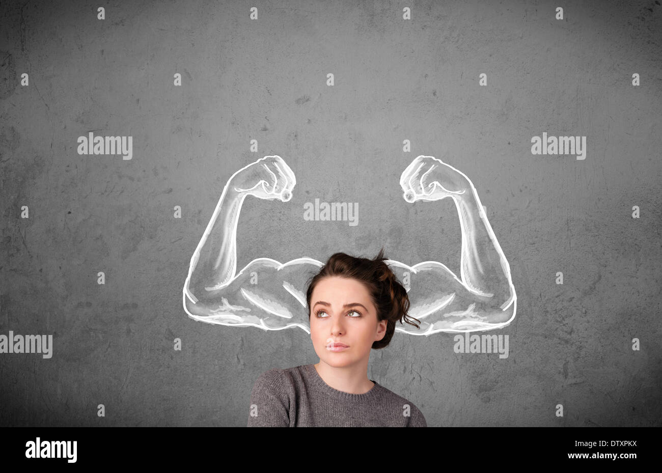 Young woman strong muscled arms hi-res stock photography and images - Alamy