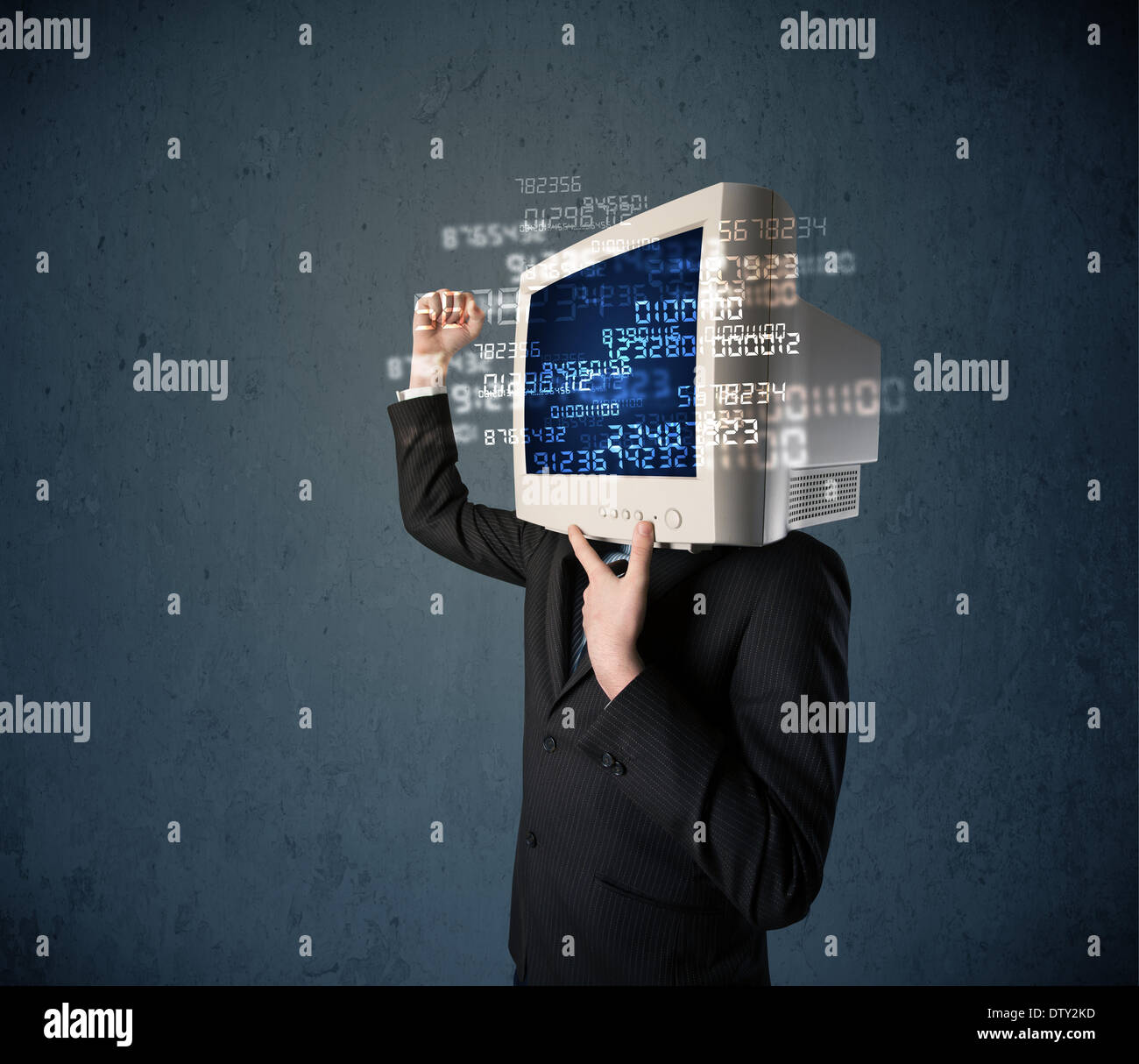 Human cyber monitor pc calculating computer data concept Stock Photo ...
