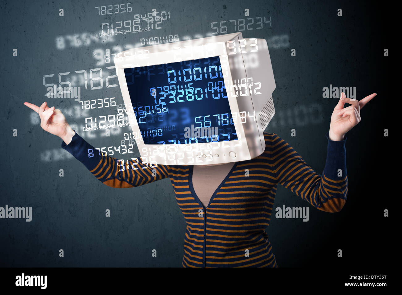 Human cyber monitor pc calculating computer data concept Stock Photo ...