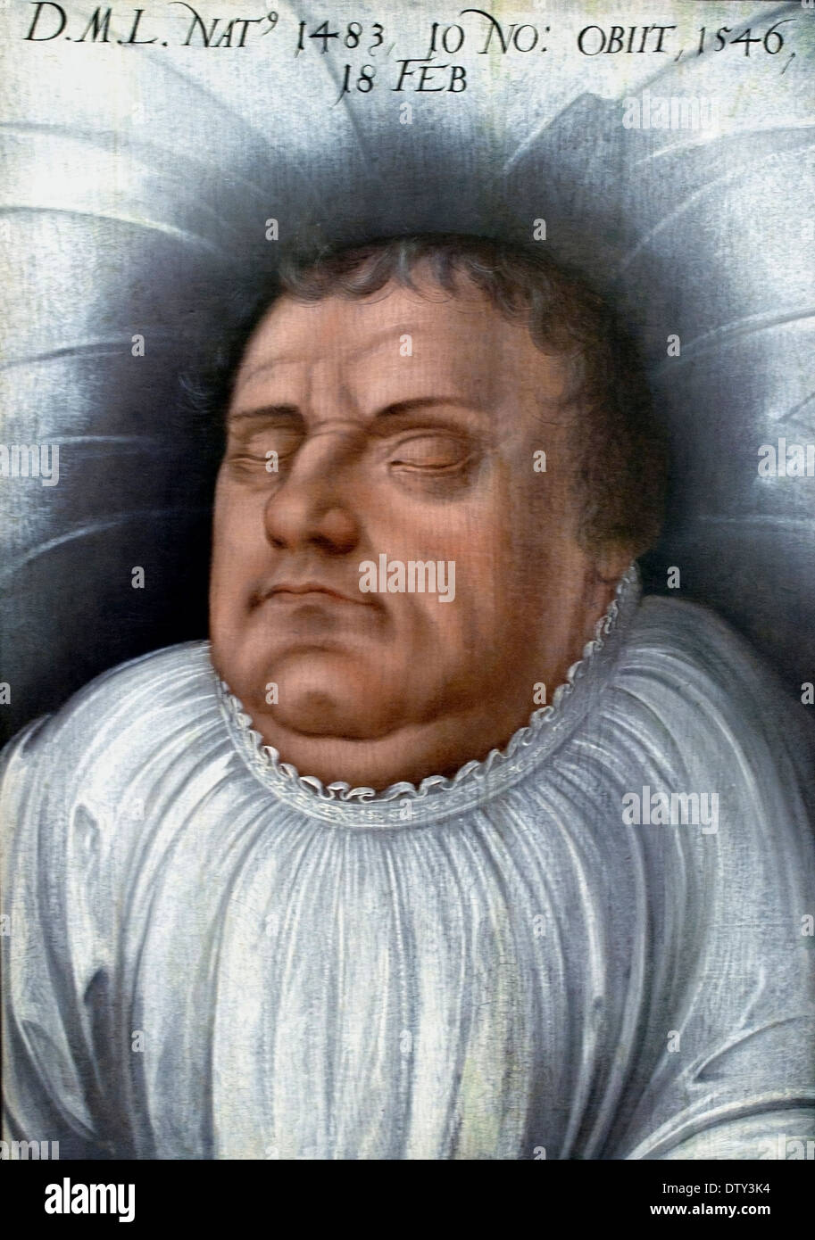 Martin Luther on his deathbed 1600 Lucas Cranach the Elder 1472 - 1553  Germany ( German professor of theology ) Stock Photo