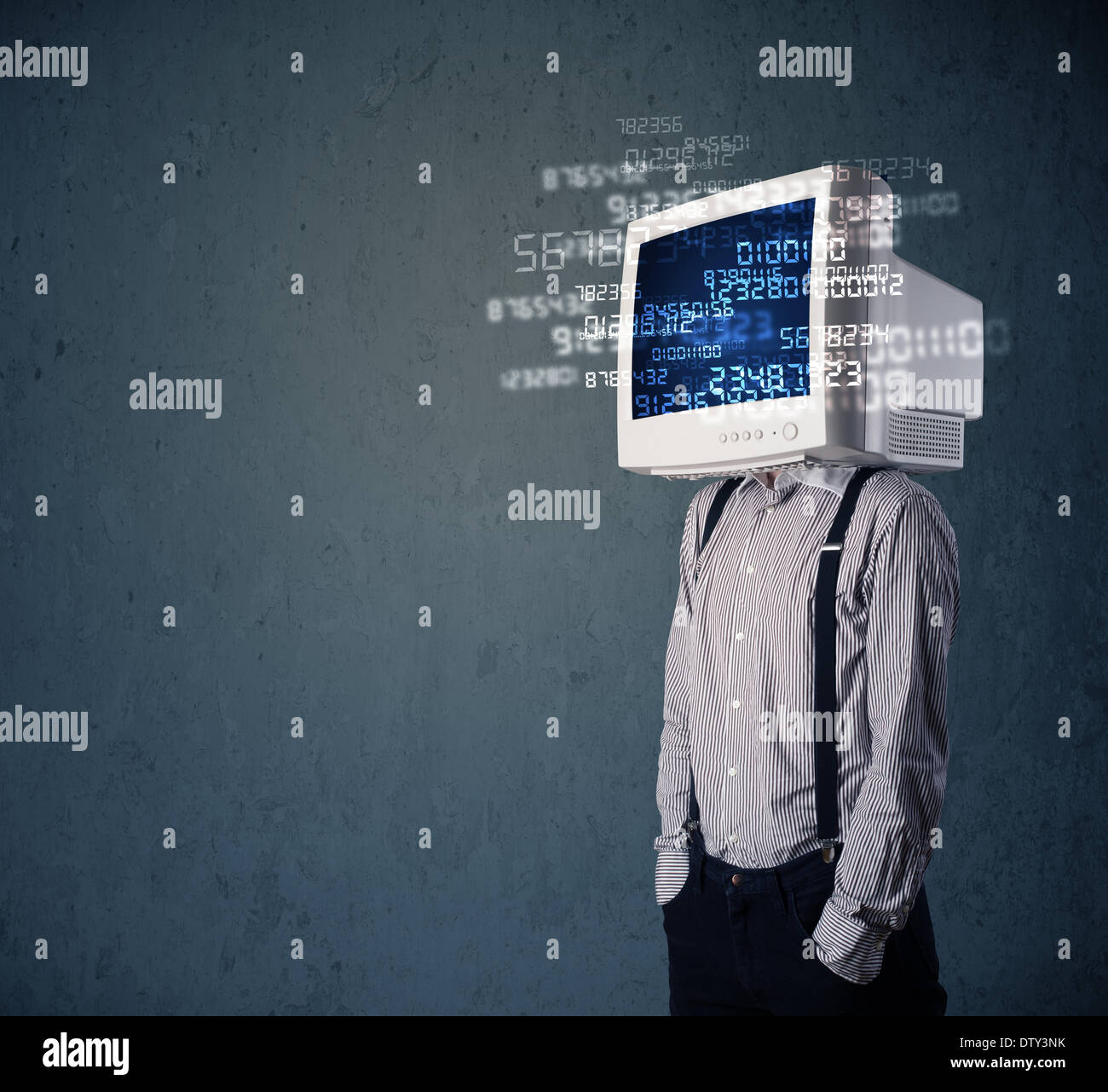 Human cyber monitor pc calculating computer data concept Stock Photo ...