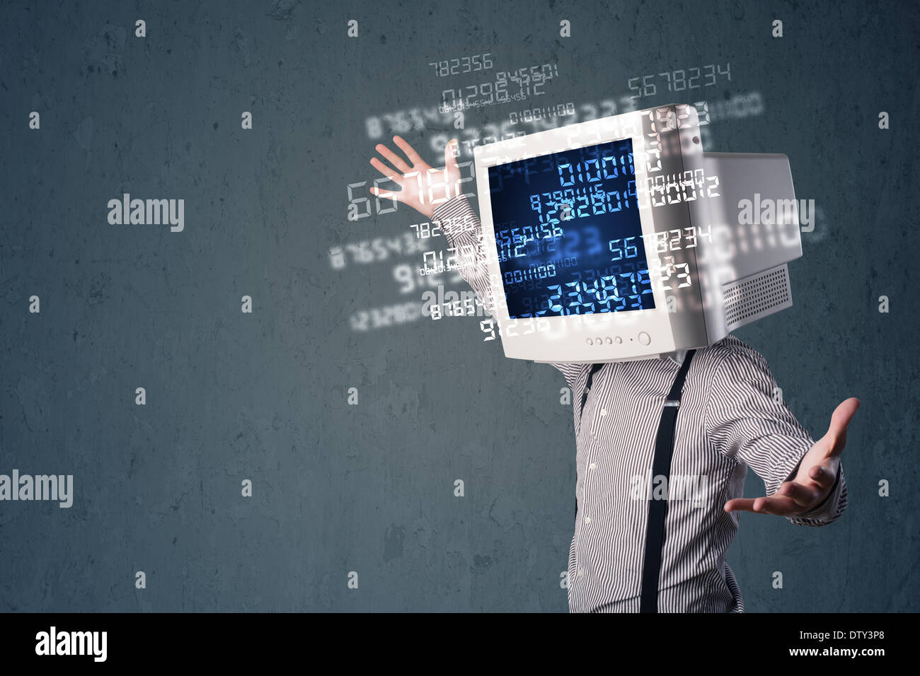 Human cyber monitor pc calculating computer data concept Stock Photo ...