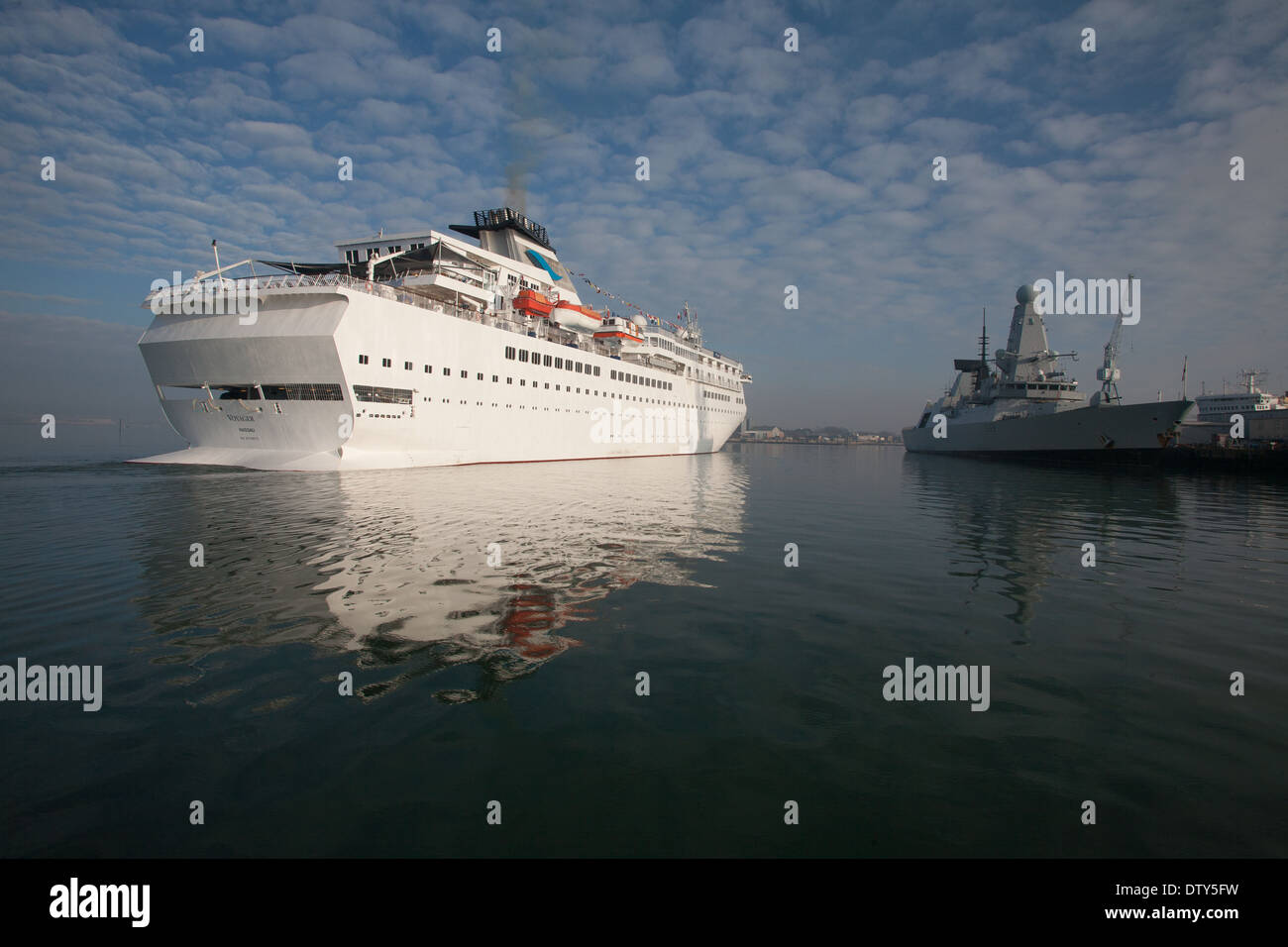 MV Voyager owned by Voyages of Discovery sailing into Portsmouth