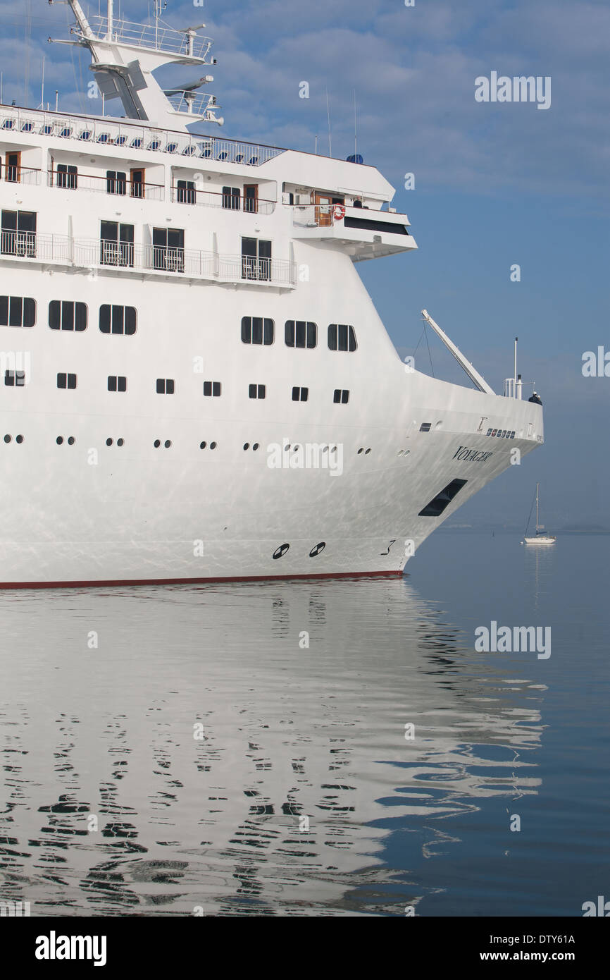MV Voyager owned by Voyages of Discovery sailing into Portsmouth