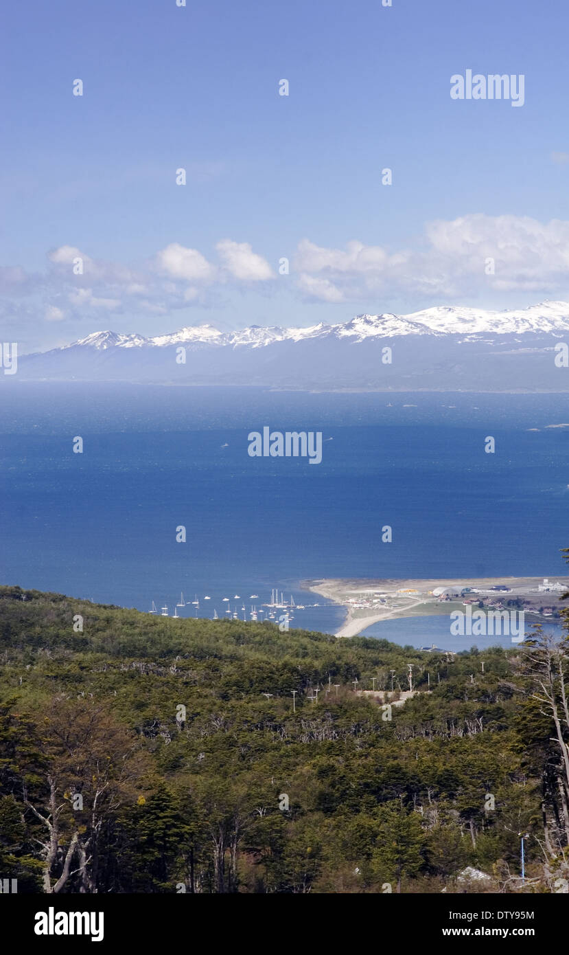 Ushuaia view from MArtial glacier, Tierra del Fuego island, Argentine Stock Photo