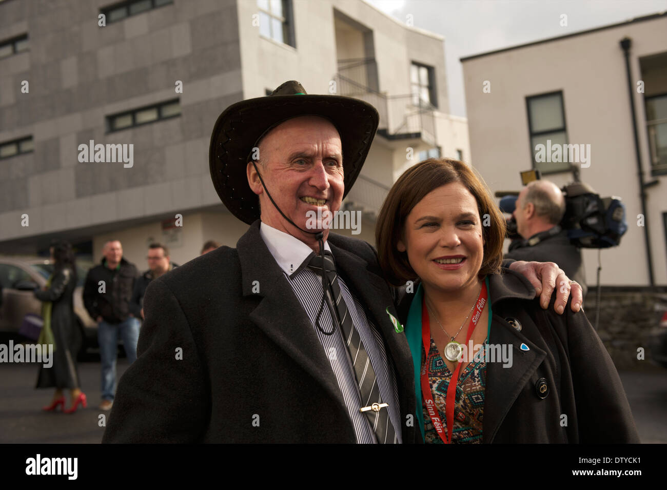 Mary Lou McDonald TD, the Vice President of Sinn Féin poses for a photograph with a supporter at the Sinn Fein Ard Fheis. Stock Photo