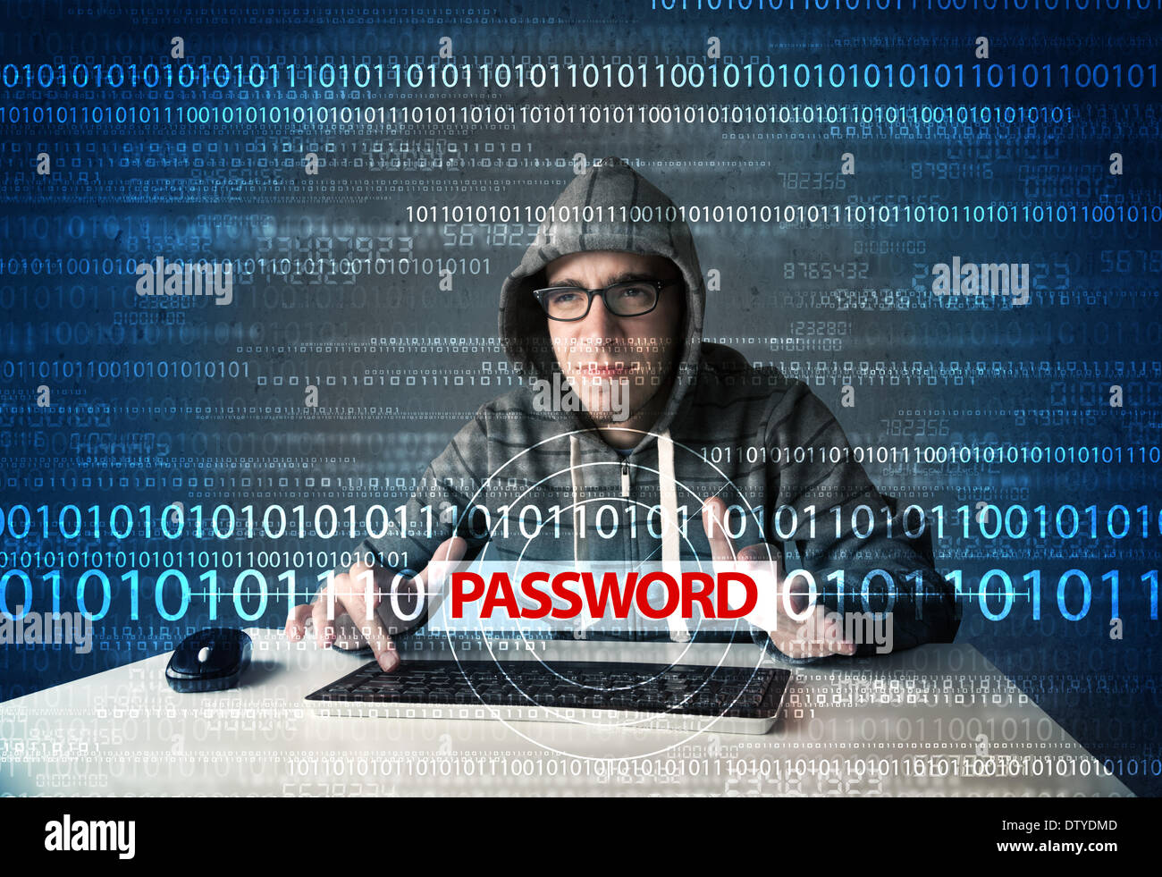 Young geek hacker stealing password Stock Photo Alamy