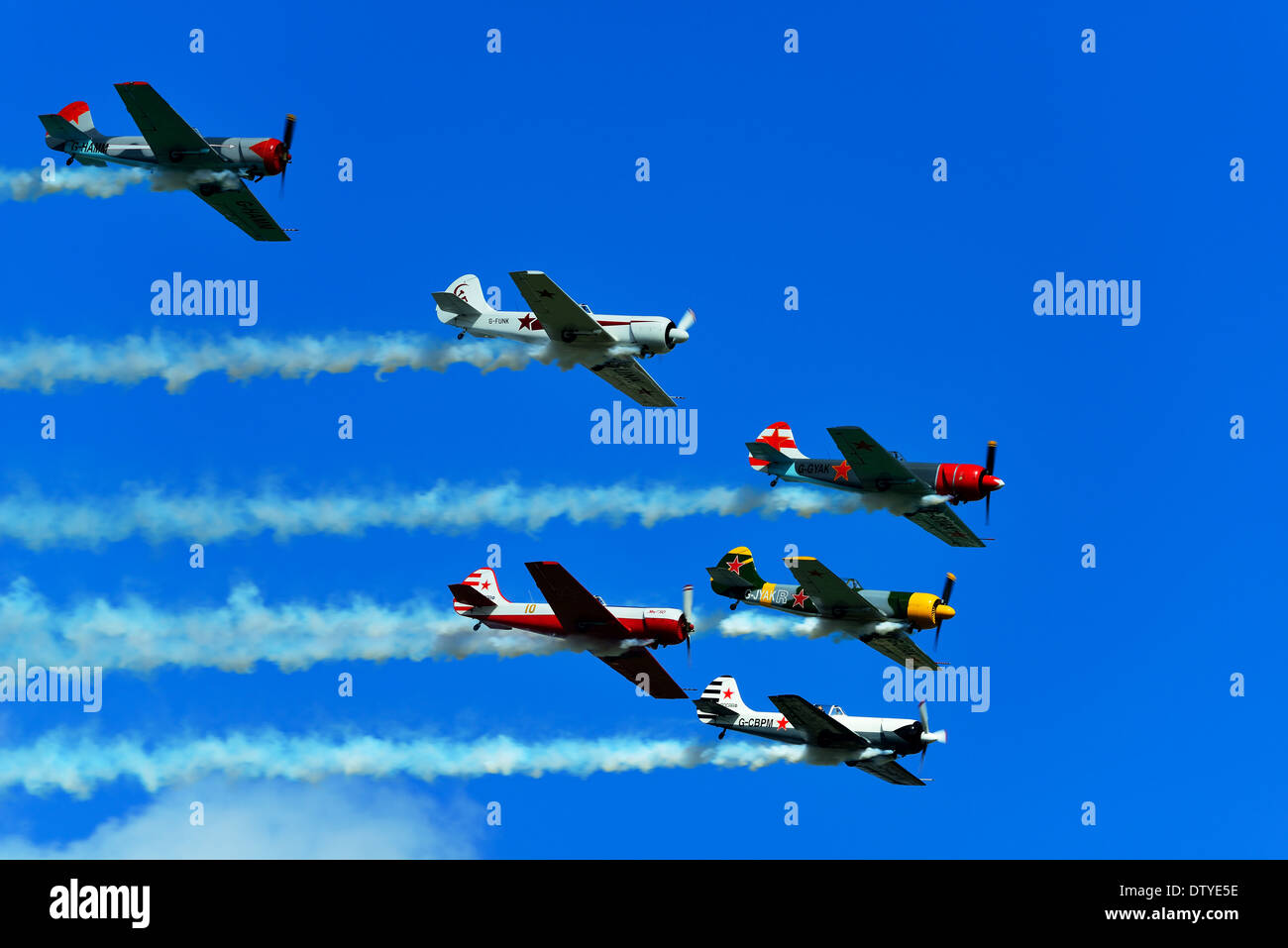 Yak-50 Aerostars aerobatic team flying at Duxford air show UK Stock ...