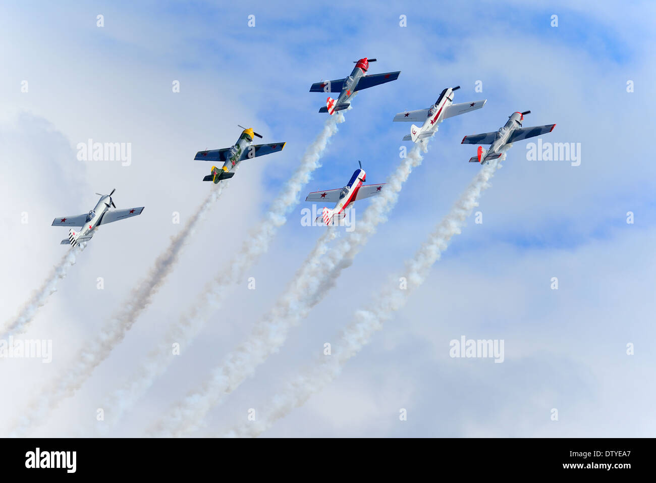 Yak-50 Aerostars aerobatic team flying at Duxford air show UK Stock ...