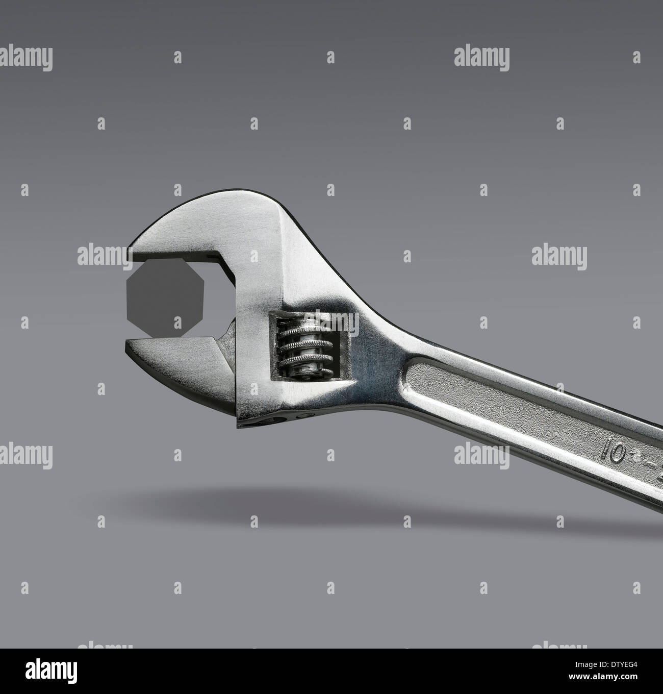 Adjustable spanner tightening or loosening bolt with holding shadow on
