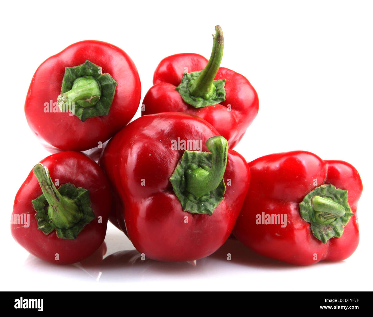 Red Chilli Peppers On White Background Stock Photo - Alamy