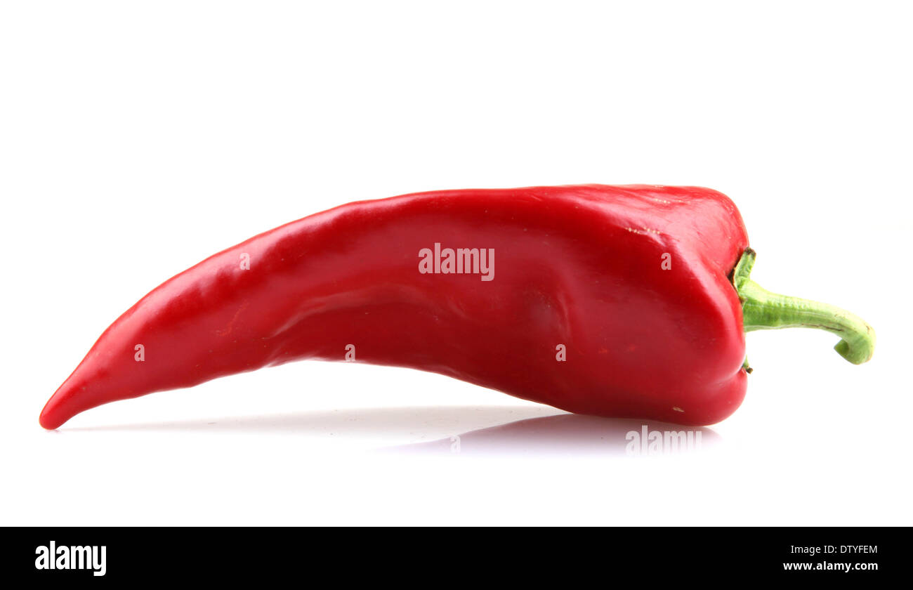 Red Chilli Peppers On White Background Stock Photo - Alamy