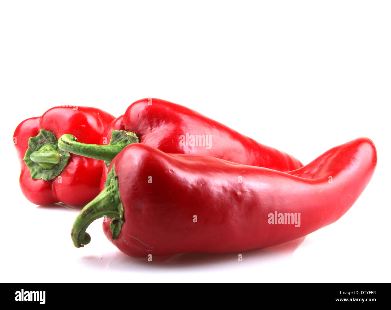 Red Chilli Peppers On White Background Stock Photo - Alamy
