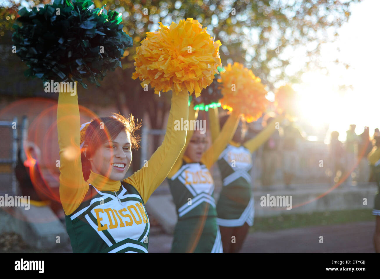High school cheerleaders in Philadelphia, Pa, USA. Stock Photo