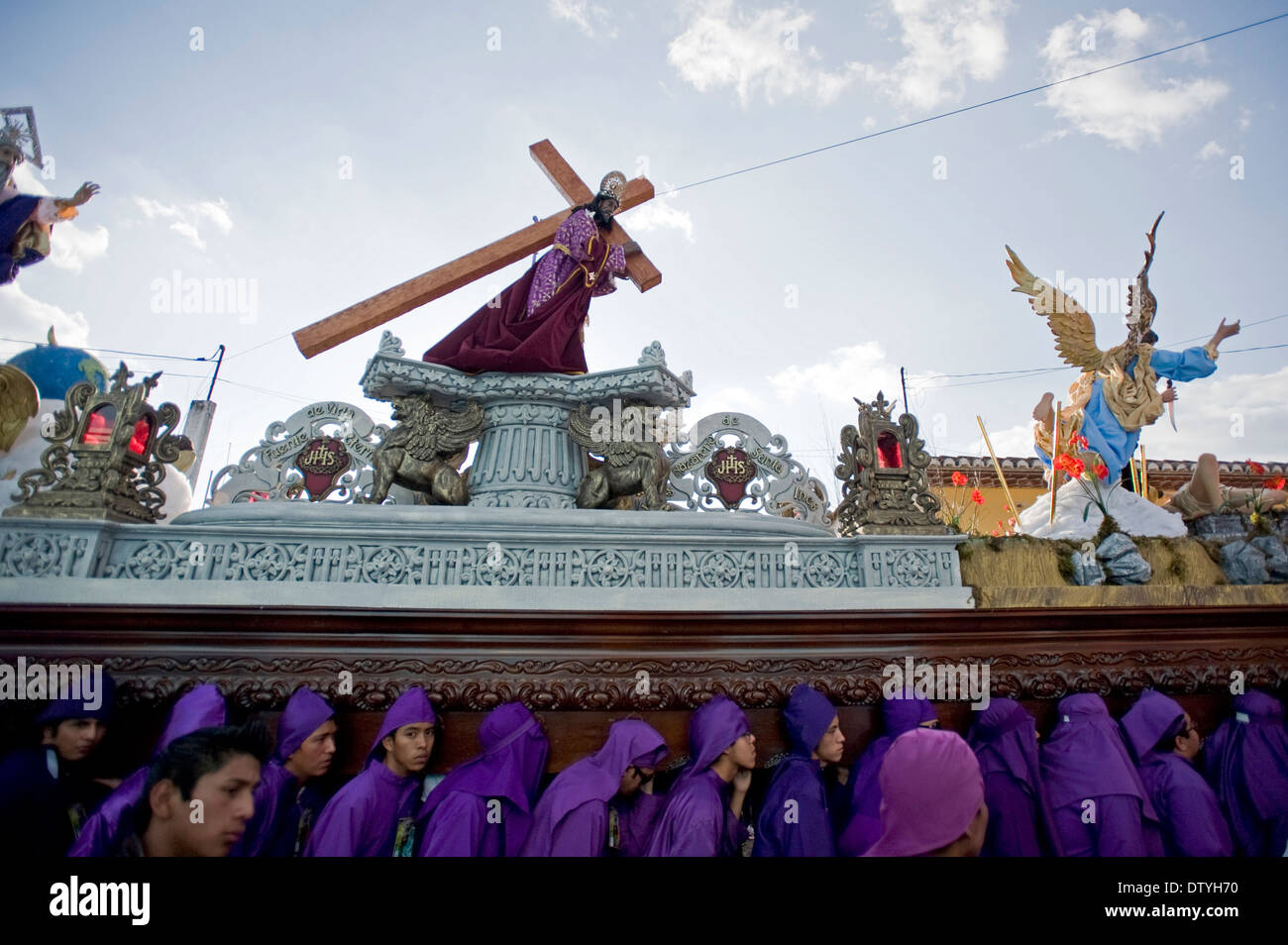 Procession during Semana Santa (Holy Week) in Antigua, Guatemala. Stock Photo