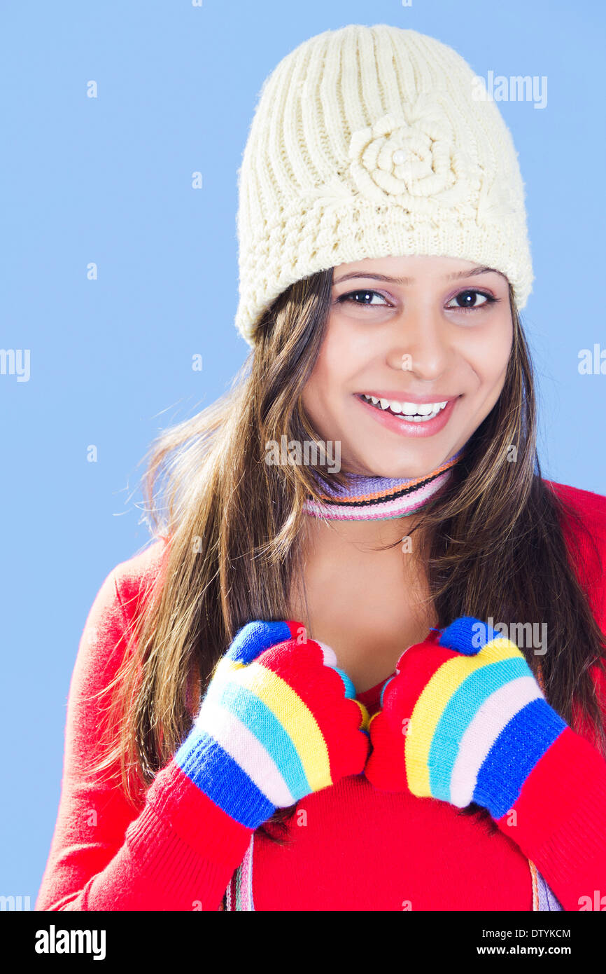 indian Beautiful  Girl Winter Season Stock Photo