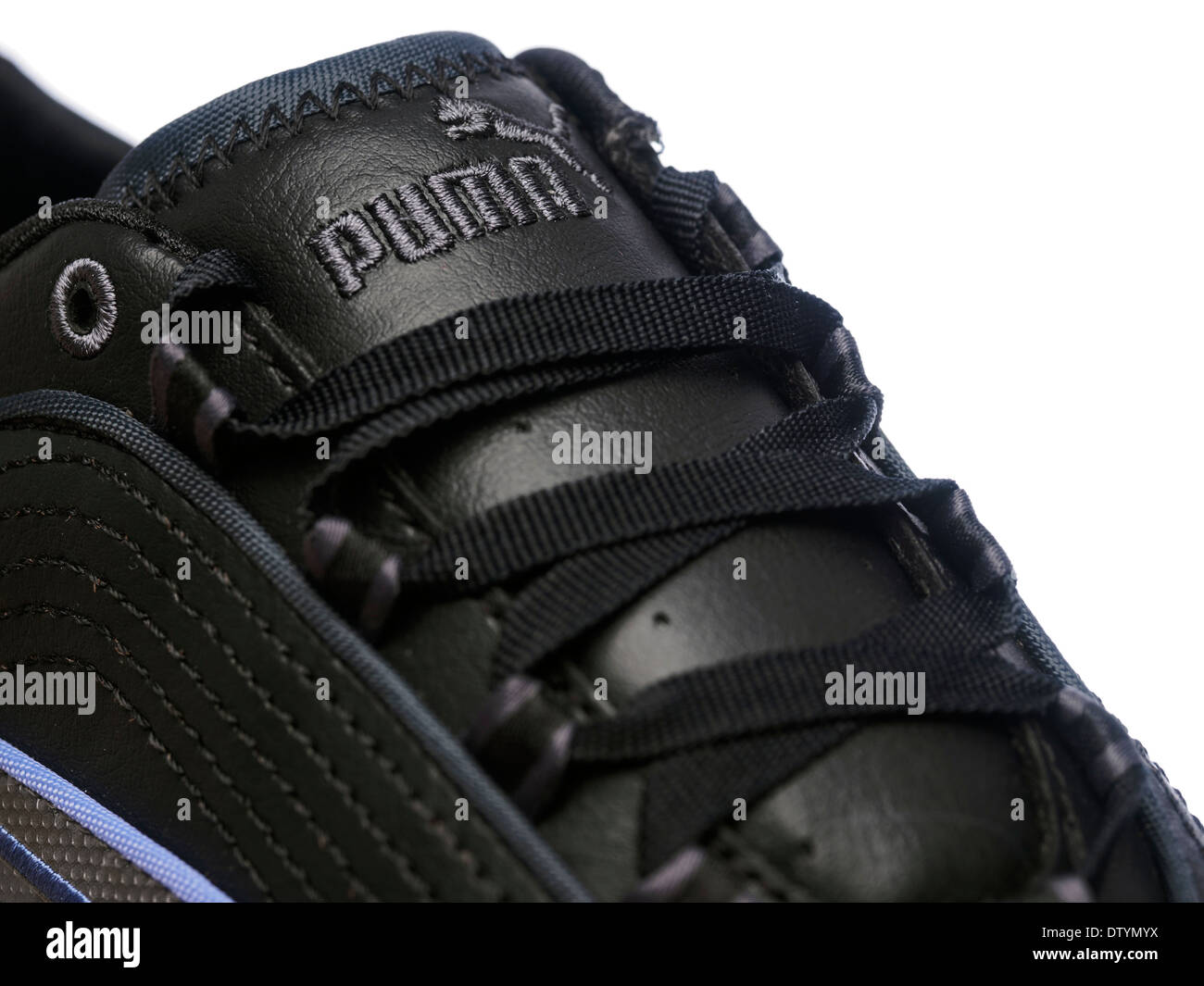 Black leather Puma fitness shoes Stock Photo - Alamy