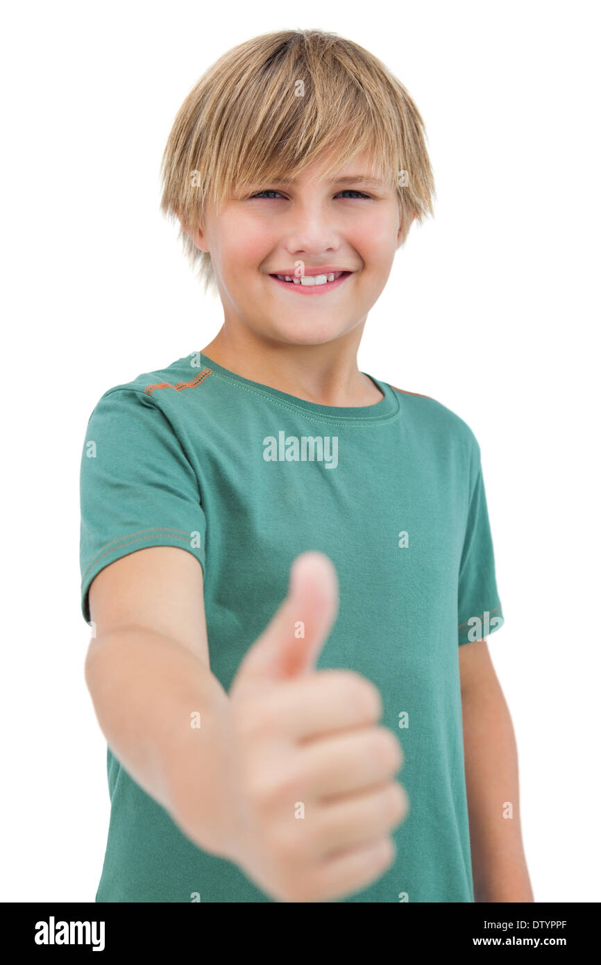 Happy little boy giving thumbs up Stock Photo - Alamy