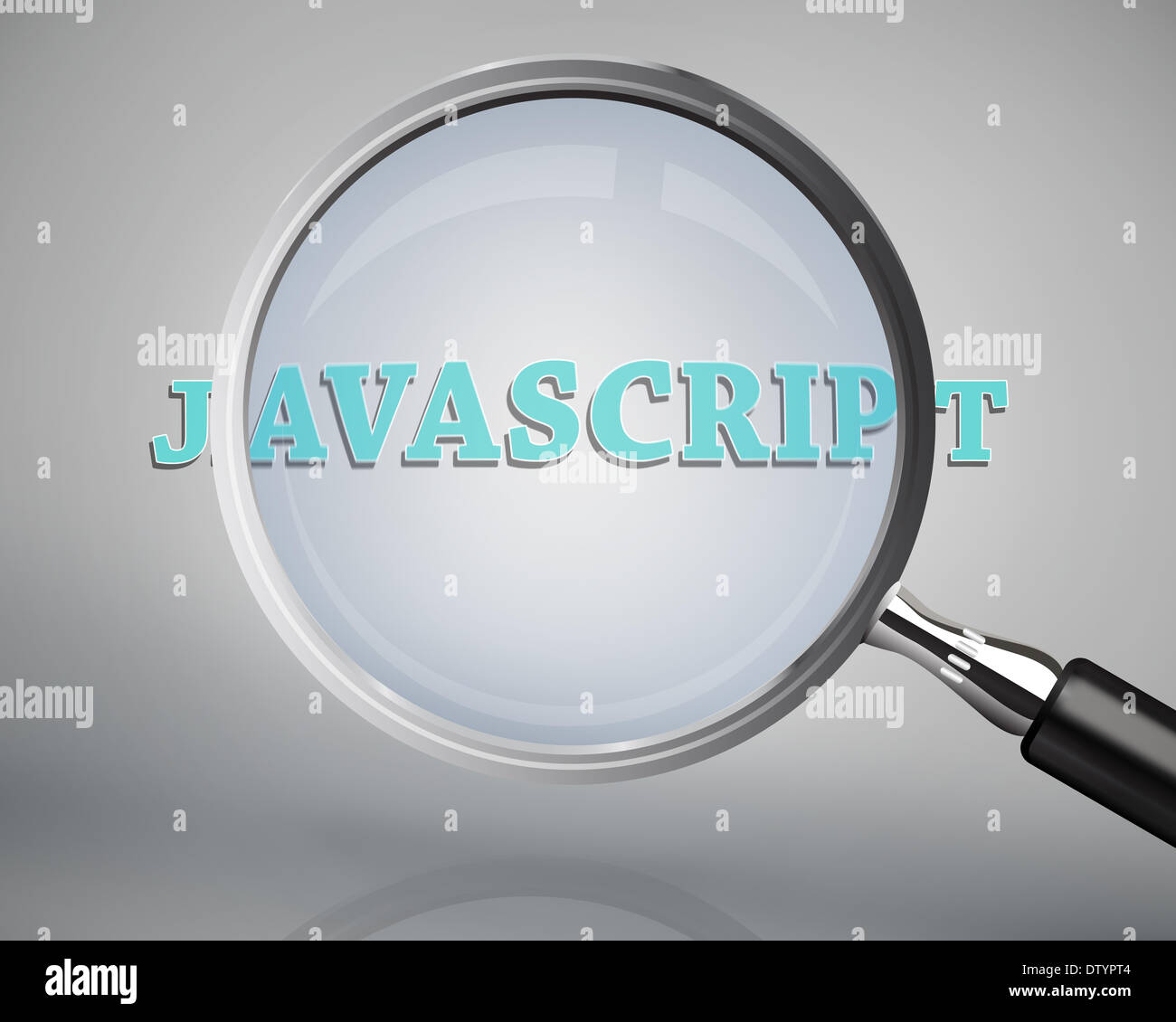 Magnifying glass showing javascript word Stock Photo - Alamy