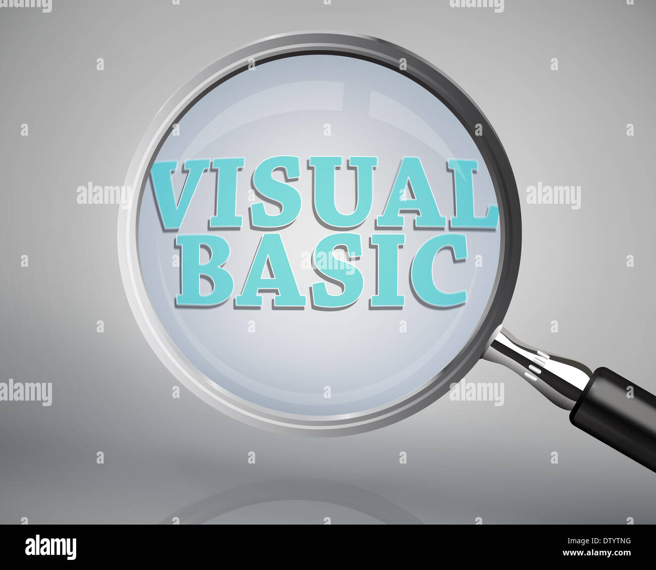 Magnifying glass showing visual basic word Stock Photo - Alamy