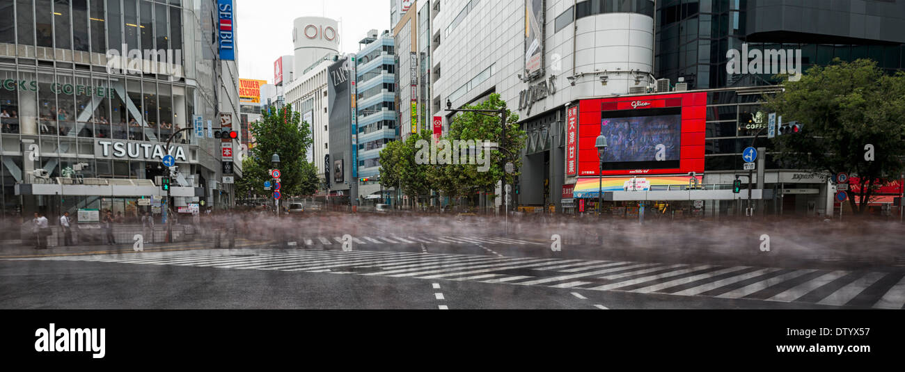 Long exposure of Shibuya Crossing Tokyo Japan Stock Photo